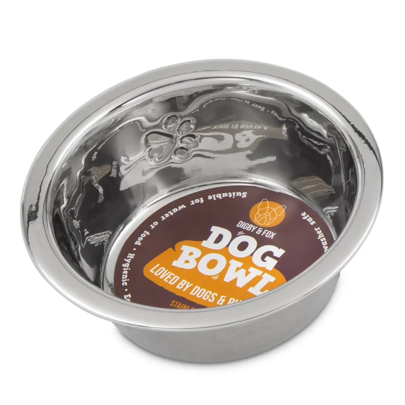 Shires Digby and Fox Dog Bowl - Silver